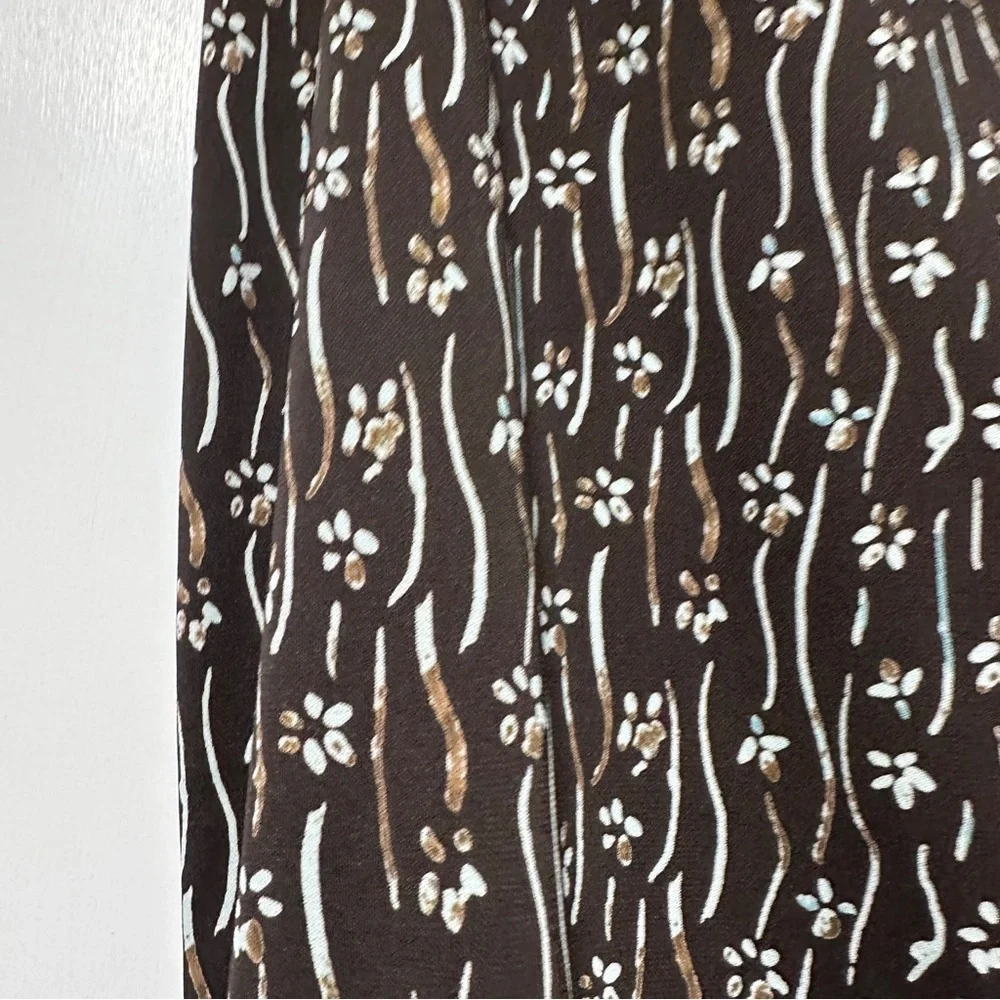 Vintage 90s Axcess Chocolate Brown Floral Midi Skirt Women’s Size Medium Boho - Picture 10 of 16